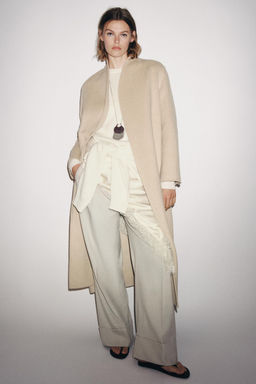 ZW COLLECTION LIMITED EDITION MINIMAL WOOL BLEND COAT - Zara фото 8