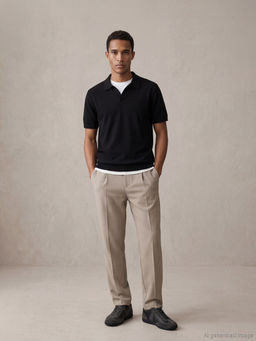 Polo Yaka K?sa Kollu Erkek Triko Kazak