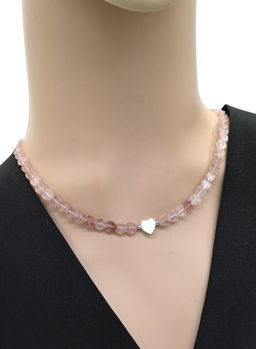 Чокер из клубничного кварца Сердце 6*6мм, 39см