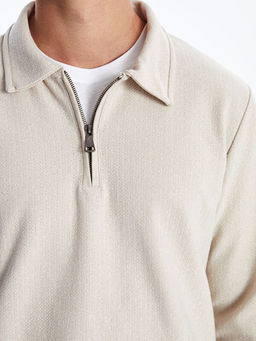 Polo Yaka Uzun Kollu Erkek Sweatshirt