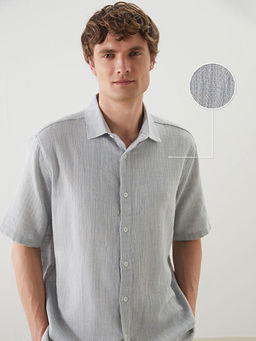 Regular Fit K?sa Kollu Erkek Dokulu G?mlek