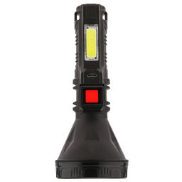 Фонарь ручной 14х5,8х5,8см, 4 режима свечения: максимальный; экономичный; сигнальный; боковой на панеле корпуса, две светодиодные лампы OSL/COB LED, встроенный аккумулятор емкостью 800 мАч, пластиковый корпус, цвет - черный, с USB зарядкой, USB-кабел - Домашняя мода фото 2