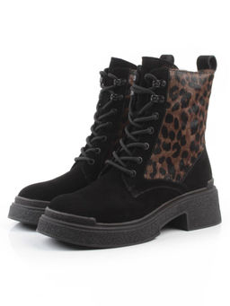 01-DMD-D269 BLACK/LEOPARD Ботинки демисезонные женские (натуральная кожа, байка)
