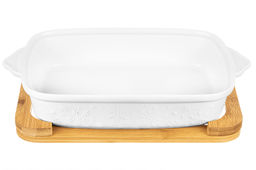 Блюдо д/запекания и сервировки 1,9 л 37*21*12 см Снежинки с стекл крышкой на дер подст. - Elan gallery фото 7