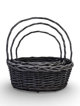 Корзина плетёная для хранения Prut, с ручкой, ива, серая, набор 3 шт., Greengo