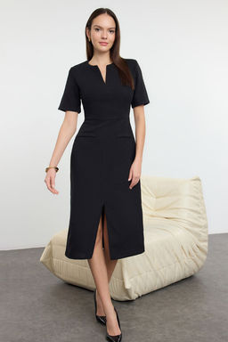 TRENDYOLMILLA Ekru Kusakl? A Kesim Tuvit Midi Dokuma Elbise TWOAW25EL00238  фото 9