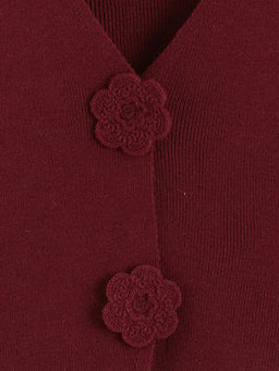 ?i?ekli K?z ?ocuk Triko Yelek ve Pantolon