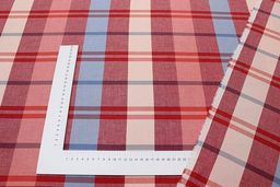 Вареный (стираный) хлопок Яркая клетка цв.бордовый/голубой, ш.2.5м, хл-100% - Купава фото 3