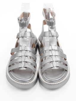 08-PEQ209-3 GREY/SILVER Босоножки женские (натуральная кожа)