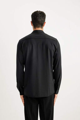 Рубашка узкого кроя с воротником-поло и длинными рукавами - Defacto фото 10