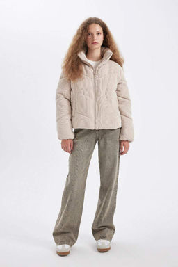 Водонепроницаемое вельветовое пуховик с воротником-стойкой - Defacto фото 2