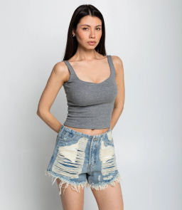 Топ #КТ323 (5), серый меланж