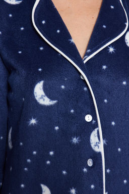 Trendyolmilla Lacivert Ay Desenli Polar K?sl?k Orme Pijama Tak?m? THMAW22PT0362  фото 6
