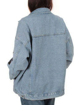 5803 LT. BLUE Куртка джинсовая женская оверсайз - Fashion фото 4