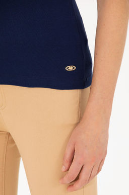 U. S. Polo Assn Женская базовая футболка без рукавов темно-синего цвета с круглым вырезом - U.s. polo assn фото 7