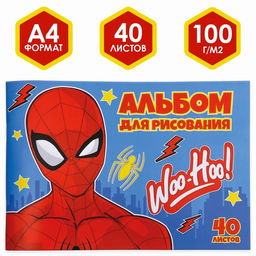 Альбом для рисования А4, 40 листов 100 г/м, на скрепке, Человек-паук