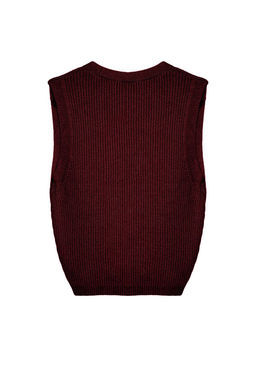 Bordo Premium Iplik / Ozel Iplik Crop Yelek TWOSS24BZ00258