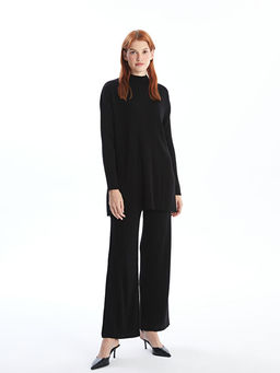 Kad?n Beli Lastikli D?z Triko Pantolon