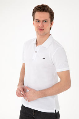 Футболка-поло Slim Fit белая из хлопка