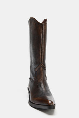 DISTRESSED LEATHER BOOTS - Zara фото 3