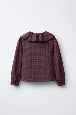 GINGHAM SHIRT WITH RUFFLES - Zara фото 2