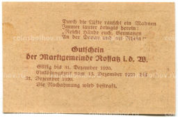 50 геллеров 1920 года Австрия Россац на Дунае (нотгельд)