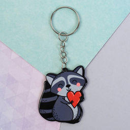 Цена за 2 шт. Брелок для ключей акриловый Енот, 3.5?10 см - Сима-ленд фото 2