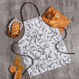 Фартук Доляна Plant leaves 60×70 см, цвет лент - микс, 100% хл, рогожка 164 г/м²