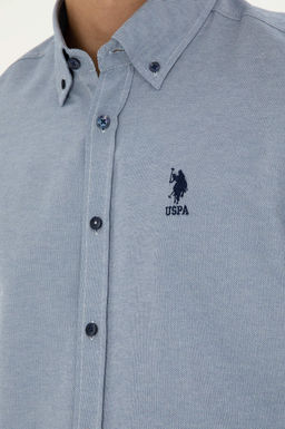 Мужская темно-синяя базовая рубашка с длинным рукавом Неожиданная скидка в корзине - U.s. polo assn фото 7