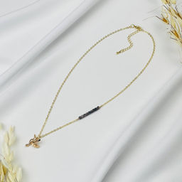 Колье на цепочке с камнем Обсидиан и подвеской "Колибри" 46 см +