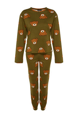 Trendyolmilla Siyah %100 Pamuklu Ay?c?kl? Orme Pijama Tak?m? THMAW23PT00514  фото 19