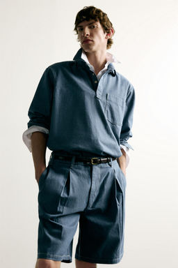 BERMUDA DENIM LIGERO PLIEGUES / Azul - Zara фото 4