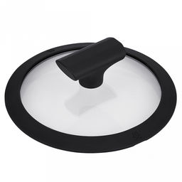 Крышка стеклянная д24см Moderno h6см, силиконовый обод, пароотвод, бакелитовая ручка с покрытием soft-touch, Regent (Китай)