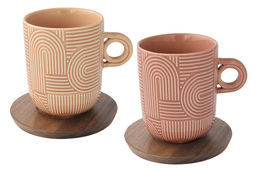 Набор кружек Радуга, бежевая, коричневая, 0,35 л, 2 шт - Easy life фото 2