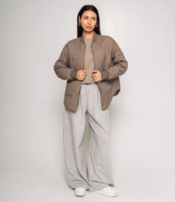 Куртка #КТ733, бежево-серый