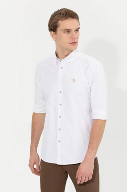 U. S. Polo Assn / Мужская белая рубашка с длинным рукавом