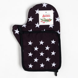 Набор кухонный Stars варежка-прихватка 20х28см, прихватка 17х17см, 35% х/л,65% п/э - Доляна фото 2