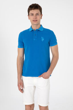 Erkek Slim Fit Polo Yaka Kobalt Y_kamal_ Basic Ti__rt Sepette S_rpriz _ndirim