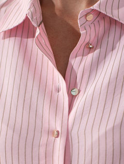 Блузка свободного силуэта в полоску с рукавом 3/4 из эластичного хлопка - Vilatte фото 3