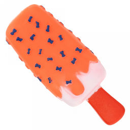 Игрушка для собаки Эскимо 14х5,5х3см, ПВХ, с пищалкой, фактурная, цвета микс (оранжевый, ярко-розовый, зеленый), Пэт тойс (Pet toys) (Китай)  фото 2