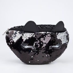 Сумка детская поясная Black cat с пайетками на молнии, цвет чёрный - NAZAMOK KIDS фото 4