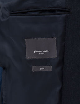 Lacivert Slim Fit Flanel Dokulu Ceket