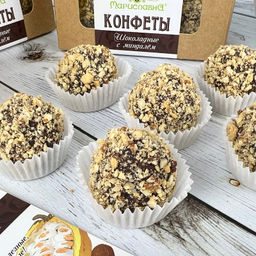Шоколадные с миндалём, конфеты ручной работы