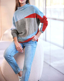 Пуловер, серо-голубой