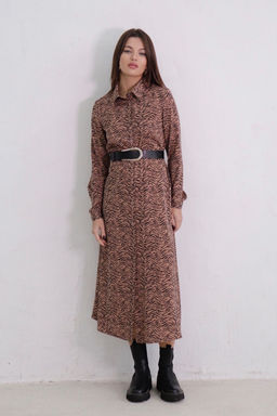 11007 Платье-рубашка удлинённое кофейно-чёрное - Martichelli фото 13