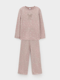 К 1639/кофейный,цветочные снежинки пижама для дев