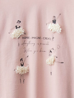 Bisiklet Yaka Bask?l? Uzun Kollu Pamuklu K?z ?ocuk Ti??rt - Waikiki фото 3