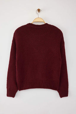 Bordo Genis Kal?p Yumusak Dokulu Basic Triko Kazak TWOAW23KZ00185