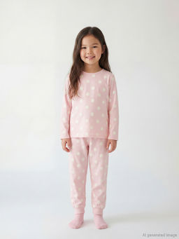 Bisiklet Yaka Desenli K?z ?ocuk Pijama Tak?m? 2li