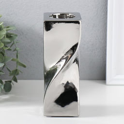 Подсвечник на 1 свечу «Изгиб», d=3.5 см, серебро, 6.5×6.5×17.5 см
